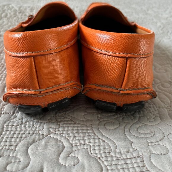 Prada Men's Orange Leather loafers/slip on Shoes, Size 13 / UK 12 Gently Used - Picture 9 of 10